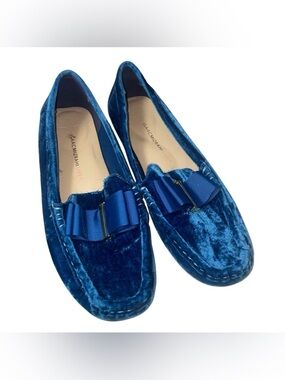 Women's Isaac Mizrahi Live Royal Blue Velvet Driving Moccasin Shoes 7.5